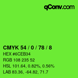 Color code: CMYK 54 / 0 / 78 / 8 | qconv.com