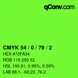Color code: CMYK 54 / 0 / 79 / 2 | qconv.com
