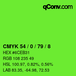 カラーコード: CMYK 54 / 0 / 79 / 8 | qconv.com