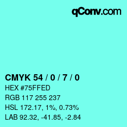 Color code: CMYK 54 / 0 / 7 / 0 | qconv.com