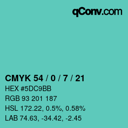 カラーコード: CMYK 54 / 0 / 7 / 21 | qconv.com