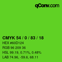 颜色代码: CMYK 54 / 0 / 83 / 18 | qconv.com