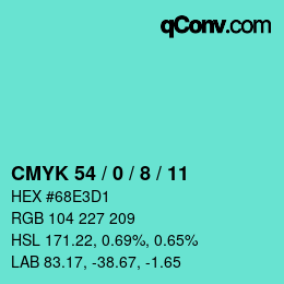 カラーコード: CMYK 54 / 0 / 8 / 11 | qconv.com