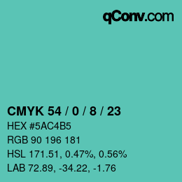 カラーコード: CMYK 54 / 0 / 8 / 23 | qconv.com