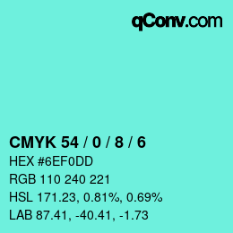 カラーコード: CMYK 54 / 0 / 8 / 6 | qconv.com