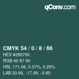 颜色代码: CMYK 54 / 0 / 8 / 66 | qconv.com