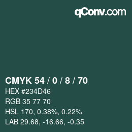 カラーコード: CMYK 54 / 0 / 8 / 70 | qconv.com