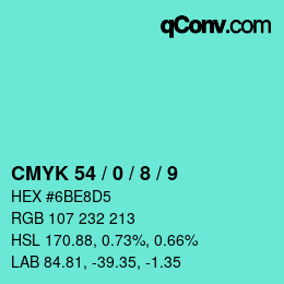 Color code: CMYK 54 / 0 / 8 / 9 | qconv.com