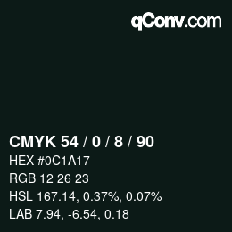 颜色代码: CMYK 54 / 0 / 8 / 90 | qconv.com