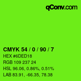 颜色代码: CMYK 54 / 0 / 90 / 7 | qconv.com