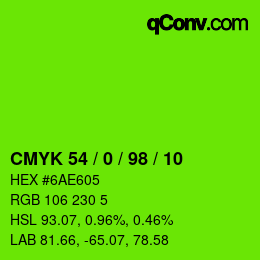 カラーコード: CMYK 54 / 0 / 98 / 10 | qconv.com