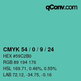 颜色代码: CMYK 54 / 0 / 9 / 24 | qconv.com