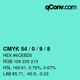 颜色代码: CMYK 54 / 0 / 9 / 8 | qconv.com