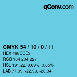 Color code: CMYK 54 / 10 / 0 / 11 | qconv.com