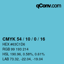 カラーコード: CMYK 54 / 10 / 0 / 16 | qconv.com