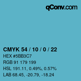 Color code: CMYK 54 / 10 / 0 / 22 | qconv.com