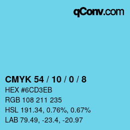 Color code: CMYK 54 / 10 / 0 / 8 | qconv.com