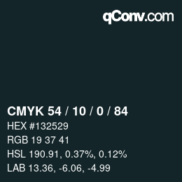 カラーコード: CMYK 54 / 10 / 0 / 84 | qconv.com