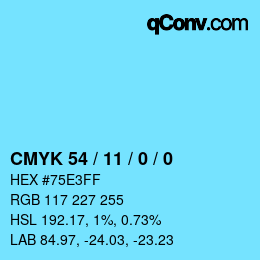 カラーコード: CMYK 54 / 11 / 0 / 0 | qconv.com