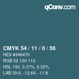 颜色代码: CMYK 54 / 11 / 0 / 56 | qconv.com
