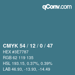 Color code: CMYK 54 / 12 / 0 / 47 | qconv.com