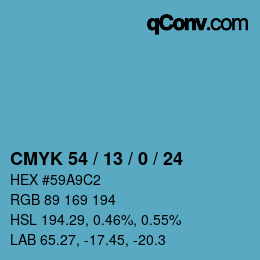 Color code: CMYK 54 / 13 / 0 / 24 | qconv.com