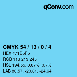 Color code: CMYK 54 / 13 / 0 / 4 | qconv.com