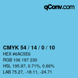 カラーコード: CMYK 54 / 14 / 0 / 10 | qconv.com