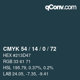 カラーコード: CMYK 54 / 14 / 0 / 72 | qconv.com