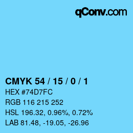 Color code: CMYK 54 / 15 / 0 / 1 | qconv.com