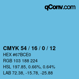 颜色代码: CMYK 54 / 16 / 0 / 12 | qconv.com