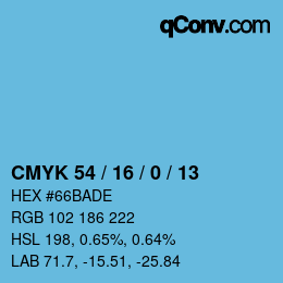 カラーコード: CMYK 54 / 16 / 0 / 13 | qconv.com