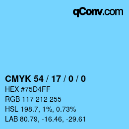 颜色代码: CMYK 54 / 17 / 0 / 0 | qconv.com