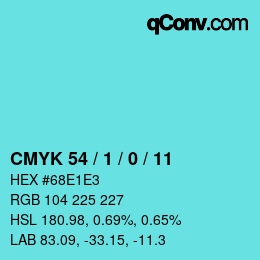 Color code: CMYK 54 / 1 / 0 / 11 | qconv.com
