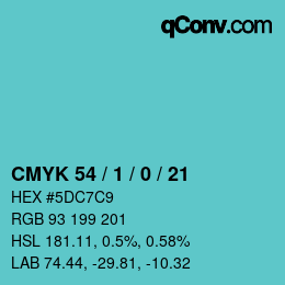 カラーコード: CMYK 54 / 1 / 0 / 21 | qconv.com