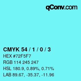 カラーコード: CMYK 54 / 1 / 0 / 3 | qconv.com