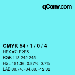 カラーコード: CMYK 54 / 1 / 0 / 4 | qconv.com