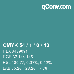 Color code: CMYK 54 / 1 / 0 / 43 | qconv.com