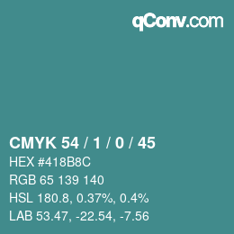 Color code: CMYK 54 / 1 / 0 / 45 | qconv.com