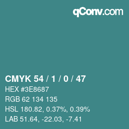 カラーコード: CMYK 54 / 1 / 0 / 47 | qconv.com