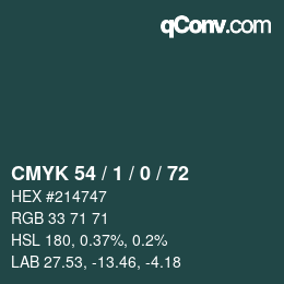 Farbcode: CMYK 54 / 1 / 0 / 72 | qconv.com