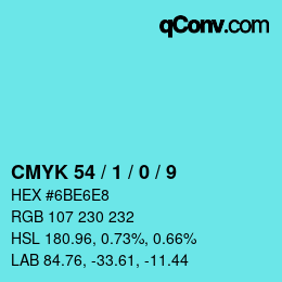カラーコード: CMYK 54 / 1 / 0 / 9 | qconv.com