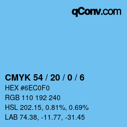 Color code: CMYK 54 / 20 / 0 / 6 | qconv.com