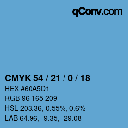 颜色代码: CMYK 54 / 21 / 0 / 18 | qconv.com