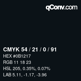 Código de color: CMYK 54 / 21 / 0 / 91 | qconv.com