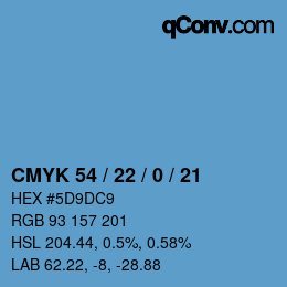 颜色代码: CMYK 54 / 22 / 0 / 21 | qconv.com