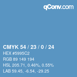 カラーコード: CMYK 54 / 23 / 0 / 24 | qconv.com