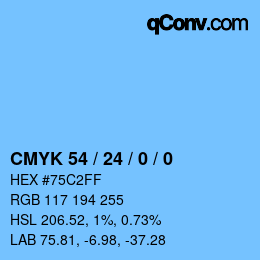 カラーコード: CMYK 54 / 24 / 0 / 0 | qconv.com