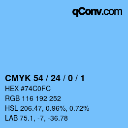 Color code: CMYK 54 / 24 / 0 / 1 | qconv.com