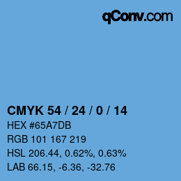 カラーコード: CMYK 54 / 24 / 0 / 14 | qconv.com